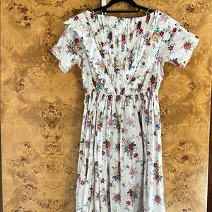 Horror Vacui Scalloped Floral Maxi Cotton Dress